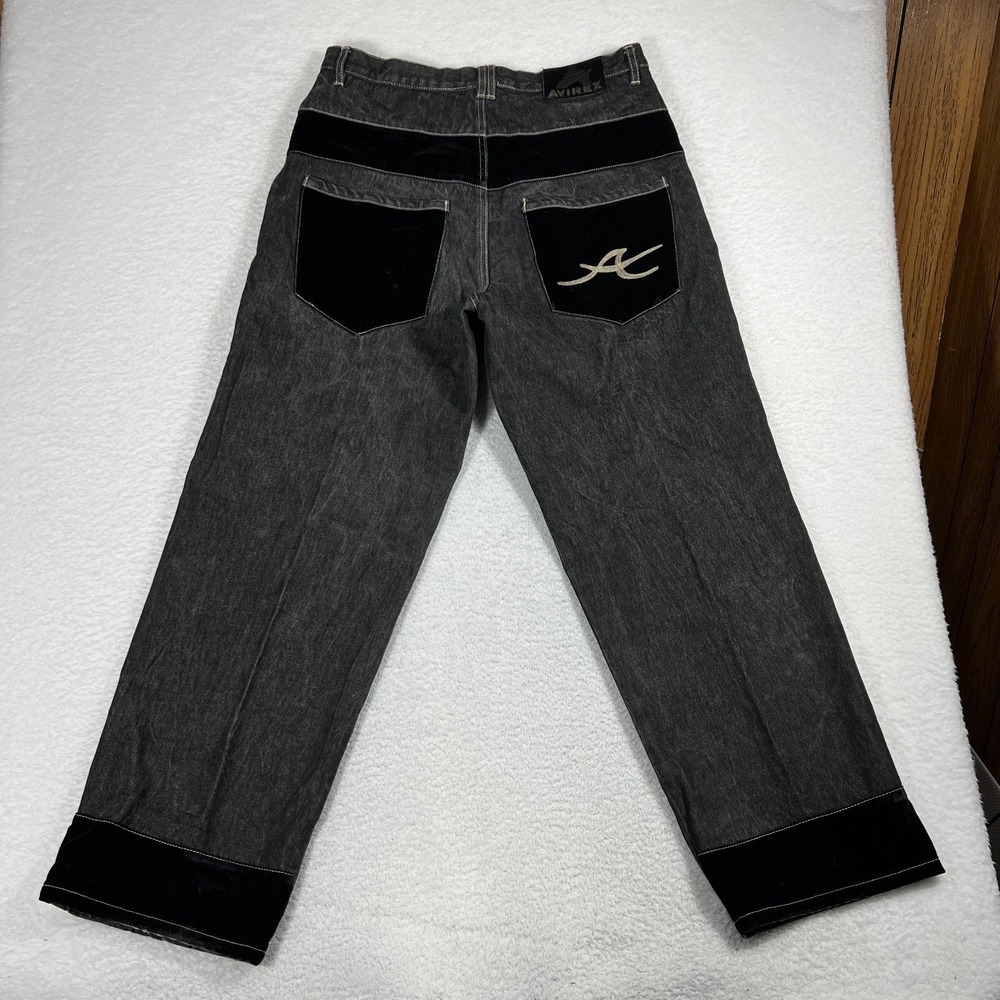 Vintage Avirex Velvet Accents Jeans Mens 36 (35x32.5) Baggy Wide Leg Grunge Y2K